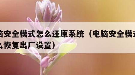 电脑安全模式怎么还原系统（电脑安全模式下怎么恢复出厂设置）