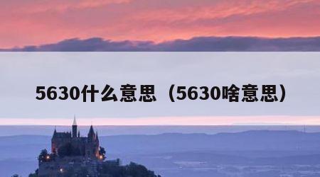 5630什么意思（5630啥意思）