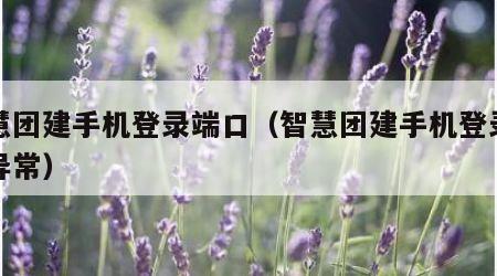 智慧团建手机登录端口（智慧团建手机登录端口异常）