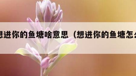 我想进你的鱼塘啥意思（想进你的鱼塘怎么回答）