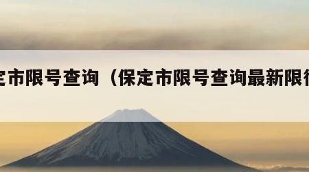 保定市限号查询（保定市限号查询最新限行时间）