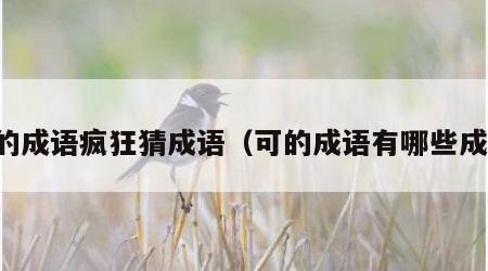 可的成语疯狂猜成语（可的成语有哪些成语）
