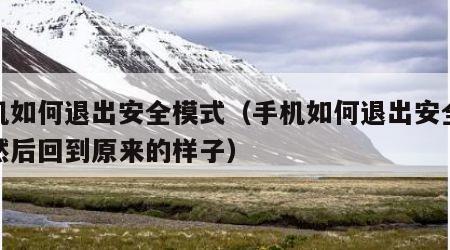 手机如何退出安全模式（手机如何退出安全模式然后回到原来的样子）