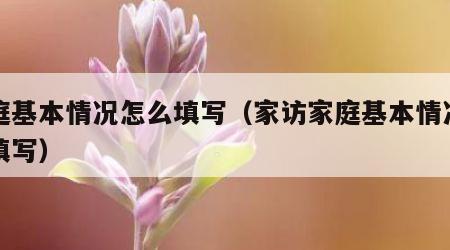 家庭基本情况怎么填写（家访家庭基本情况怎么填写）