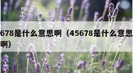 678是什么意思啊（45678是什么意思啊）