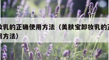 卸妆乳的正确使用方法（美肤宝卸妆乳的正确使用方法）