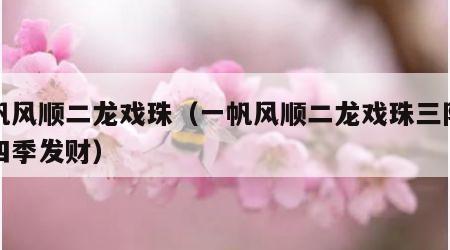一帆风顺二龙戏珠（一帆风顺二龙戏珠三阳开泰四季发财）