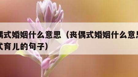 丧偶式婚姻什么意思（丧偶式婚姻什么意思守寡式育儿的句子）