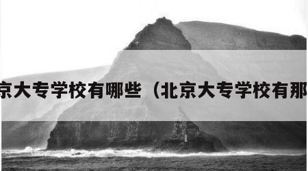 北京大专学校有哪些（北京大专学校有那些）