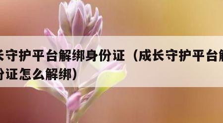 成长守护平台解绑身份证（成长守护平台解绑身份证怎么解绑）