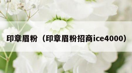 印章眉粉（印章眉粉招商ice4000）