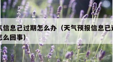 天气信息己过期怎么办（天气预报信息已过期是怎么回事）