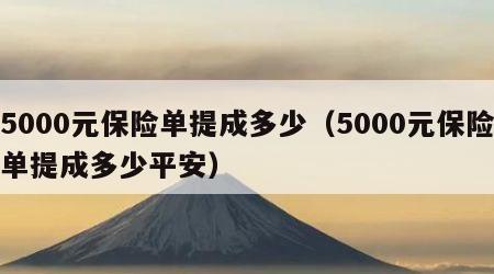 5000元保险单提成多少（5000元保险单提成多少平安）