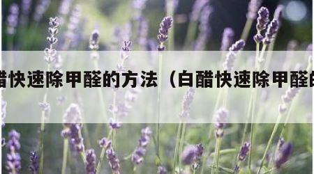 白醋快速除甲醛的方法（白醋快速除甲醛的方法）