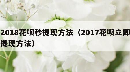 2018花呗秒提现方法（2017花呗立即提现方法）