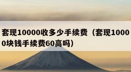 套现10000收多少手续费（套现10000块钱手续费60高吗）