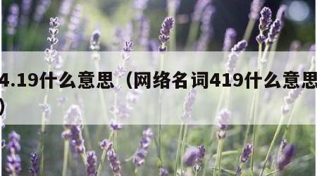 4.19什么意思（网络名词419什么意思）