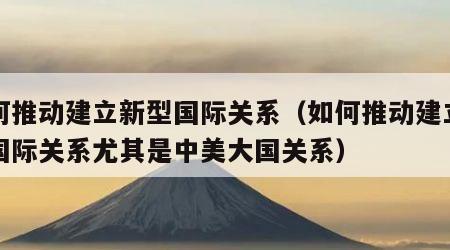 如何推动建立新型国际关系（如何推动建立新型国际关系尤其是中美大国关系）