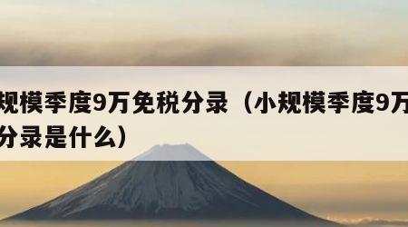 小规模季度9万免税分录（小规模季度9万免税分录是什么）