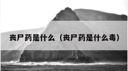 丧尸药是什么（丧尸药是什么毒）