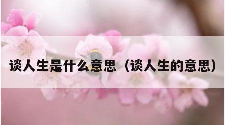 谈人生是什么意思（谈人生的意思）