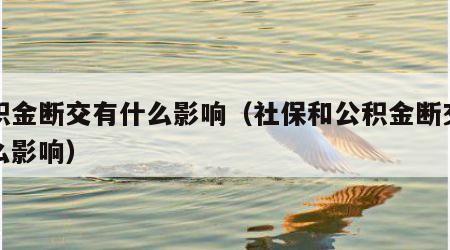 公积金断交有什么影响（社保和公积金断交有什么影响）