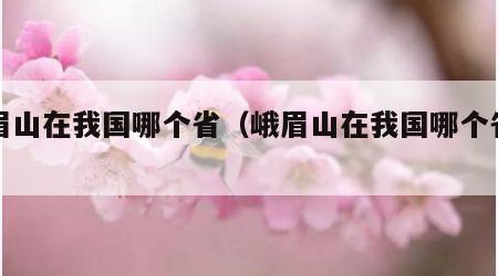 峨眉山在我国哪个省（峨眉山在我国哪个省市）