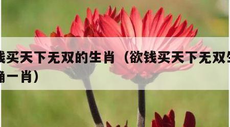 欲钱买天下无双的生肖（欲钱买天下无双生肖正确一肖）