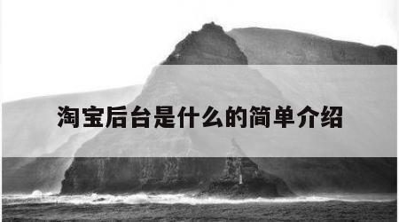 淘宝后台是什么的简单介绍