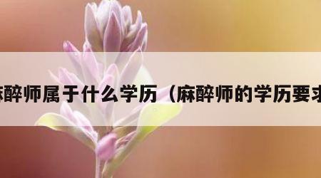 麻醉师属于什么学历（麻醉师的学历要求）