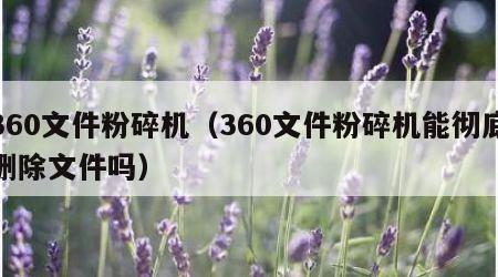 360文件粉碎机（360文件粉碎机能彻底删除文件吗）