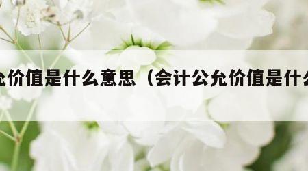 公允价值是什么意思（会计公允价值是什么意思）