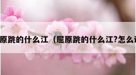 屈原跳的什么江（屈原跳的什么江?怎么读）