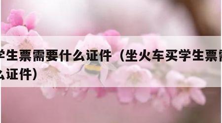 买学生票需要什么证件（坐火车买学生票需要什么证件）