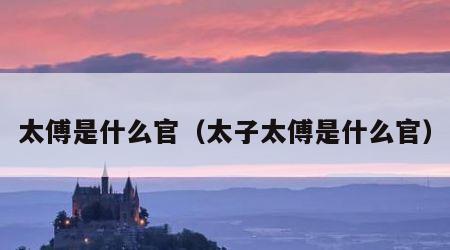 太傅是什么官（太子太傅是什么官）