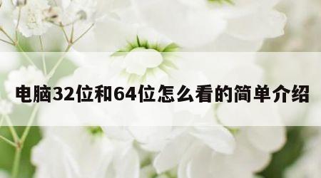 电脑32位和64位怎么看的简单介绍