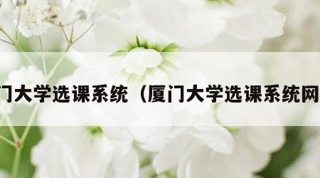 厦门大学选课系统（厦门大学选课系统网站）