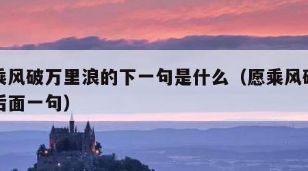 愿乘风破万里浪的下一句是什么（愿乘风破万浪后面一句）