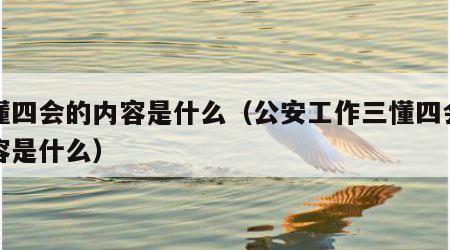 三懂四会的内容是什么（公安工作三懂四会的内容是什么）