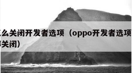怎么关闭开发者选项（oppo开发者选项在哪关闭）