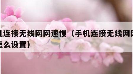 手机连接无线网网速慢（手机连接无线网网速慢怎么设置）