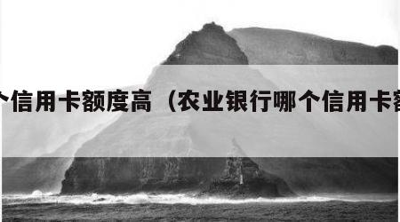 哪个信用卡额度高（农业银行哪个信用卡额度高）