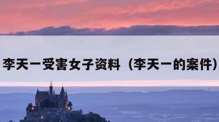 李天一受害女子资料（李天一的案件）