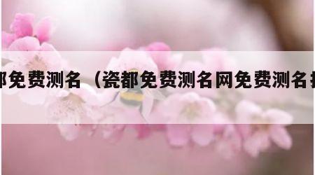 瓷都免费测名（瓷都免费测名网免费测名打分）