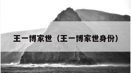 王一博家世（王一博家世身份）