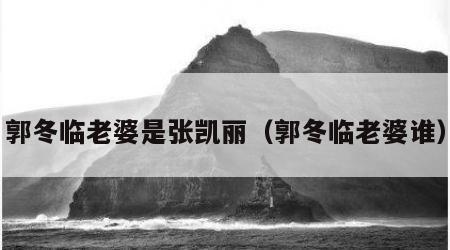 郭冬临老婆是张凯丽（郭冬临老婆谁）