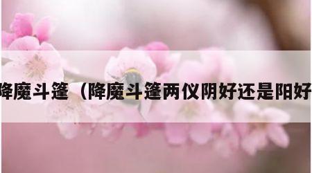 降魔斗篷（降魔斗篷两仪阴好还是阳好）