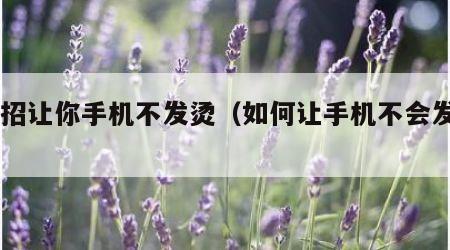 10招让你手机不发烫（如何让手机不会发烫）