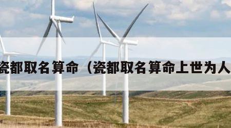 瓷都取名算命（瓷都取名算命上世为人）