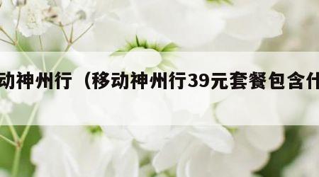 移动神州行（移动神州行39元套餐包含什么）